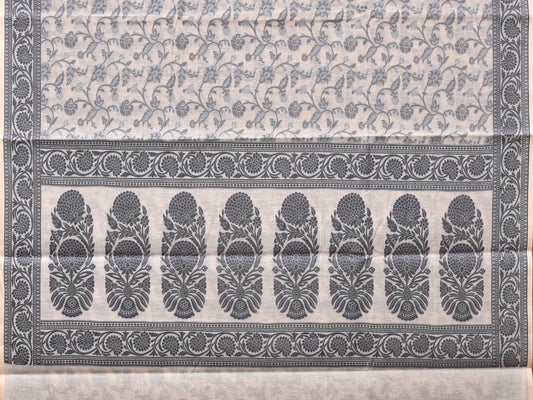 White Cut Work Sico Cotton Saree with All Over and Border Design - Global Threads | Swadesiicart