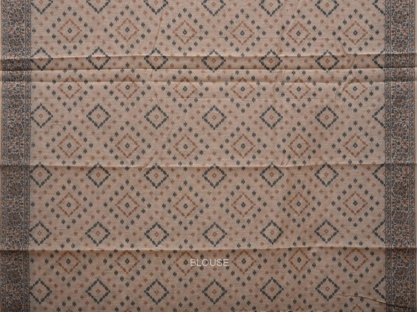 White Cut Work Sico Cotton Saree with All Over Banaras Design - Global Threads | Swadesiicart