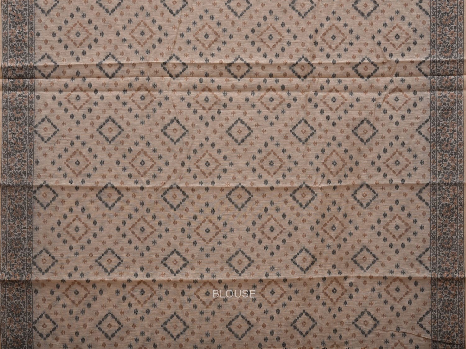 White Cut Work Sico Cotton Saree with All Over Banaras Design - Global Threads | Swadesiicart