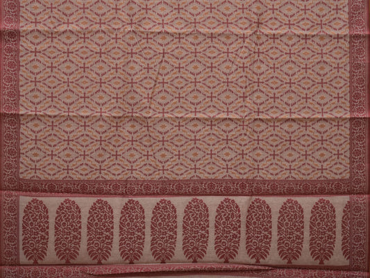 White Cut Work Sico Cotton Saree with All Over Banaras Design - Global Threads | Swadesiicart