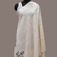 White Khadi Cotton Handloom Dupatta with Dhakai Design - Global Threads | Swadesiicart