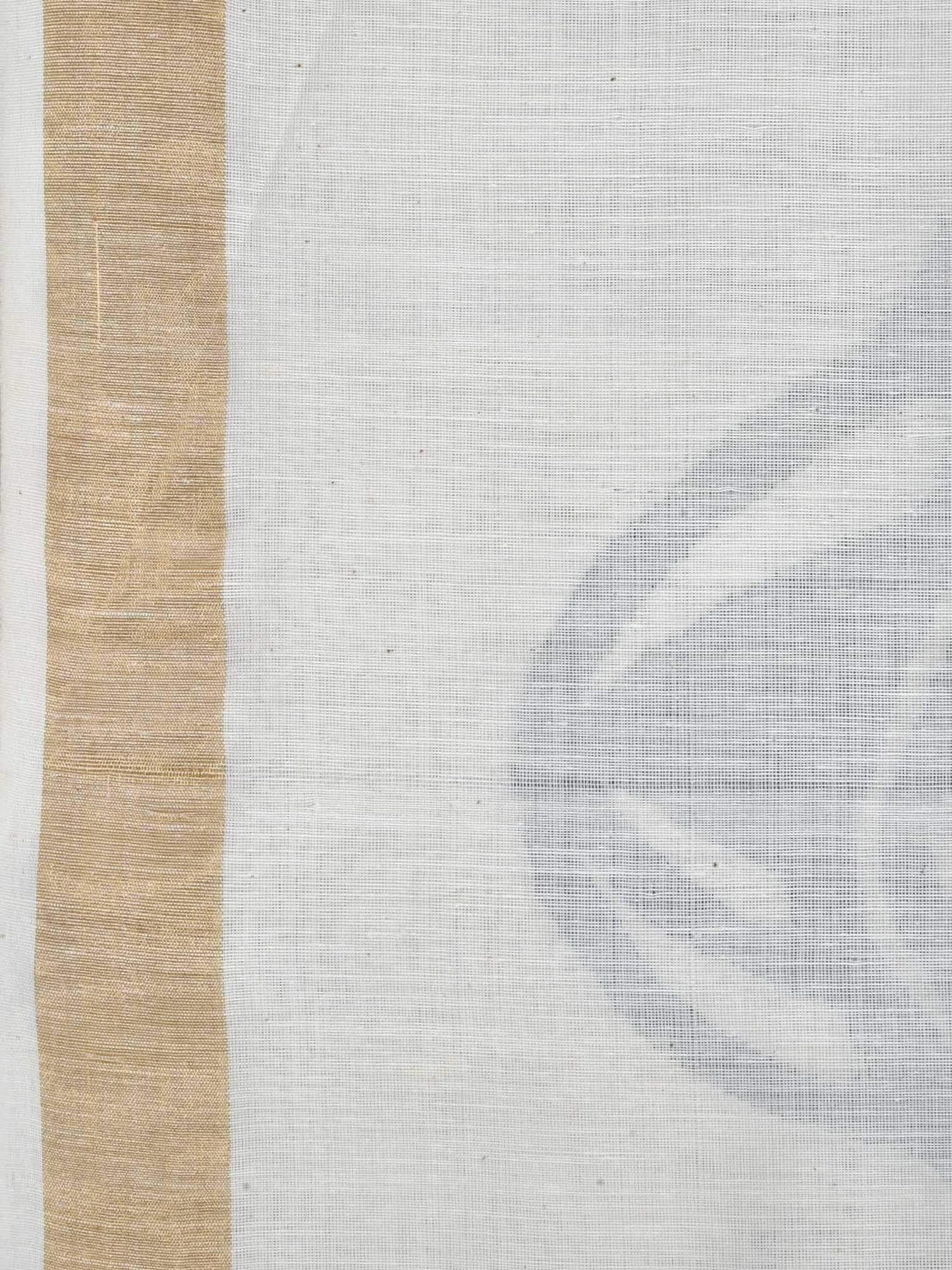 White Khadi Cotton Handloom Saree with Pallu Design - Global Threads | Swadesiicart