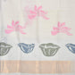 White Khadi Cotton Handloom Saree with Pallu Design - Global Threads | Swadesiicart