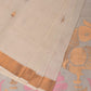 White Khadi Cotton Handloom Saree with Parrots Pallu Design - Global Threads | Swadesiicart