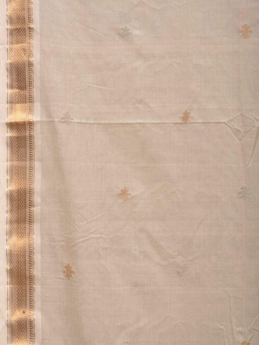 White Uppada Cotton Handloom Saree with Jamdani Pallu Design - Global Threads | Swadesiicart