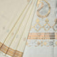 White Uppada Cotton Handloom Saree with Mango Design Pallu - Global Threads | Swadesiicart