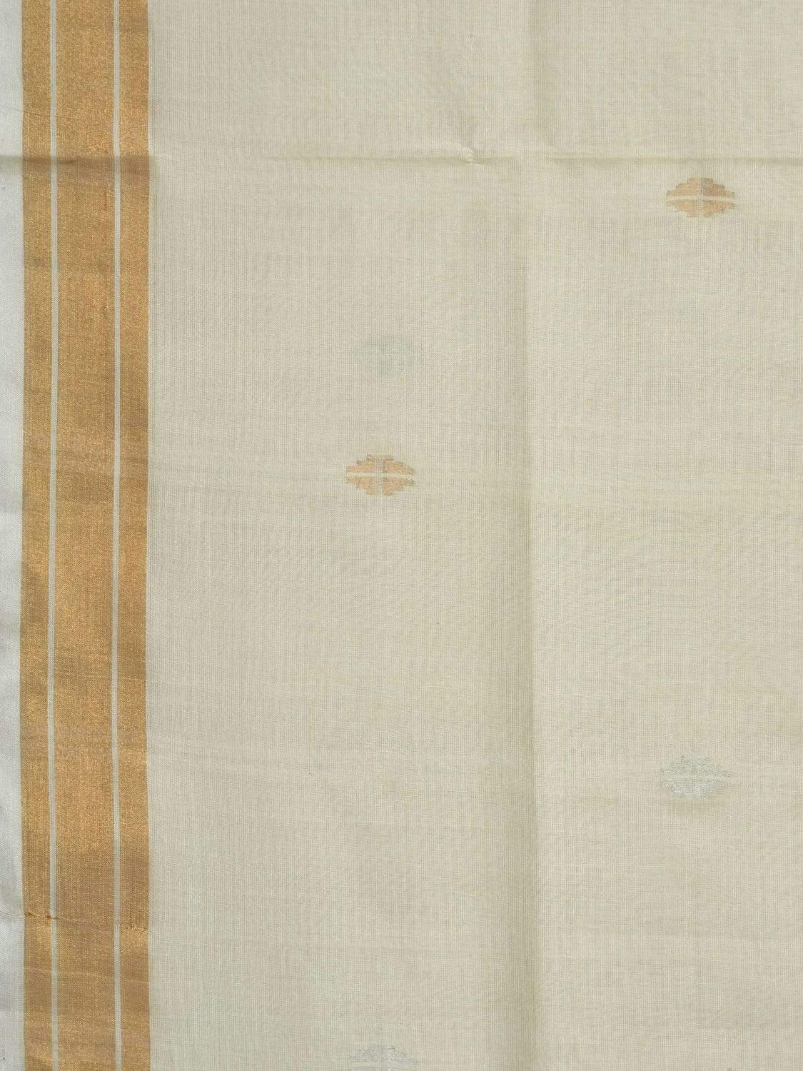 White Uppada Cotton Handloom Saree with Mango Design Pallu - Global Threads | Swadesiicart
