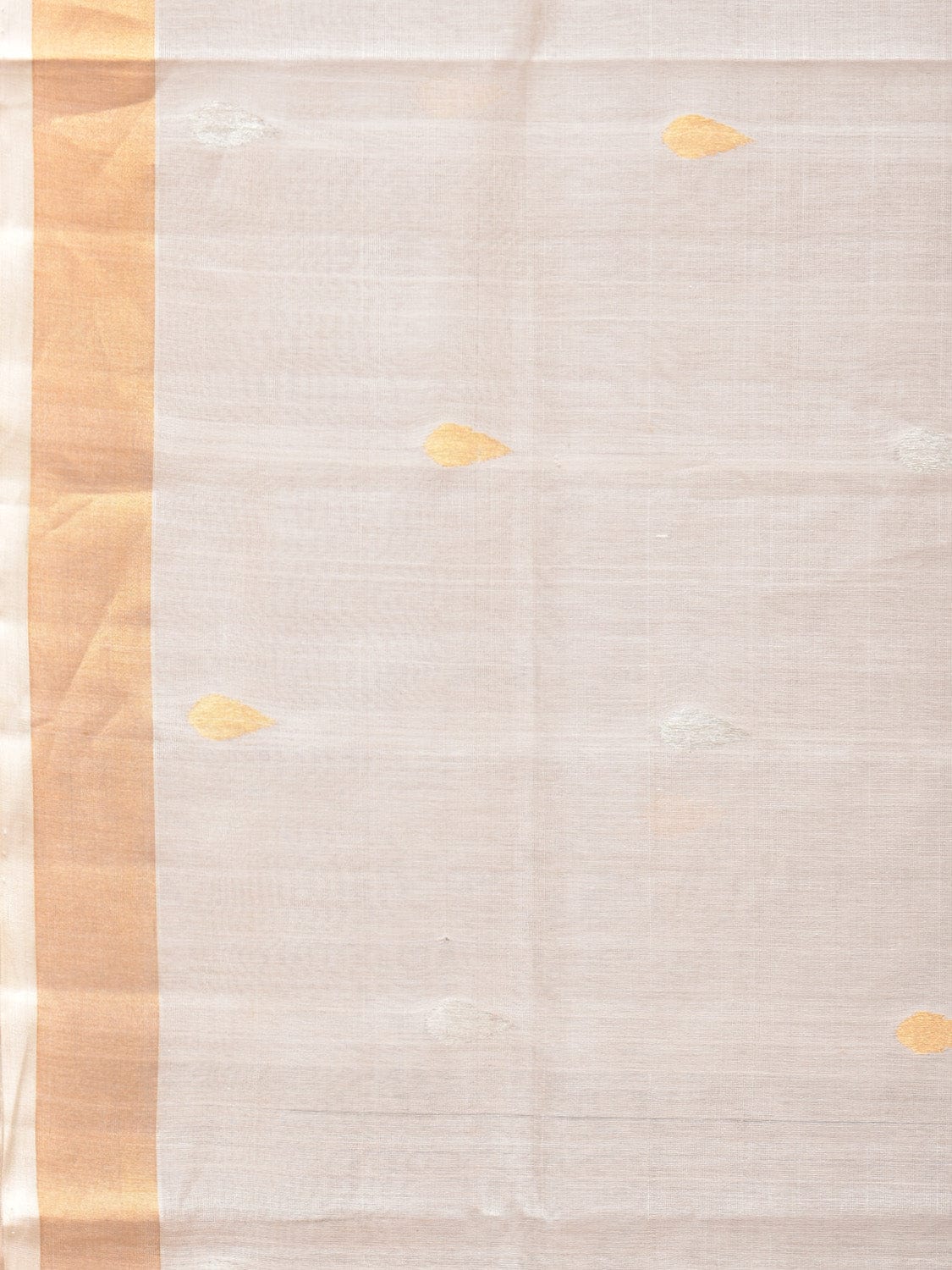 White Uppada Cotton Silk Handloom Saree with Hamsa Pallu Design - Global Threads | Swadesiicart