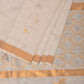 White Uppada Cotton Silk Handloom Saree with Hamsa Pallu Design - Global Threads | Swadesiicart