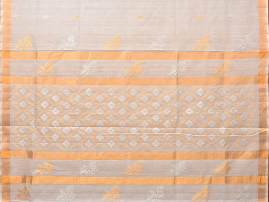 White Uppada Cotton Silk Handloom Saree with Hamsa Pallu Design - Global Threads | Swadesiicart
