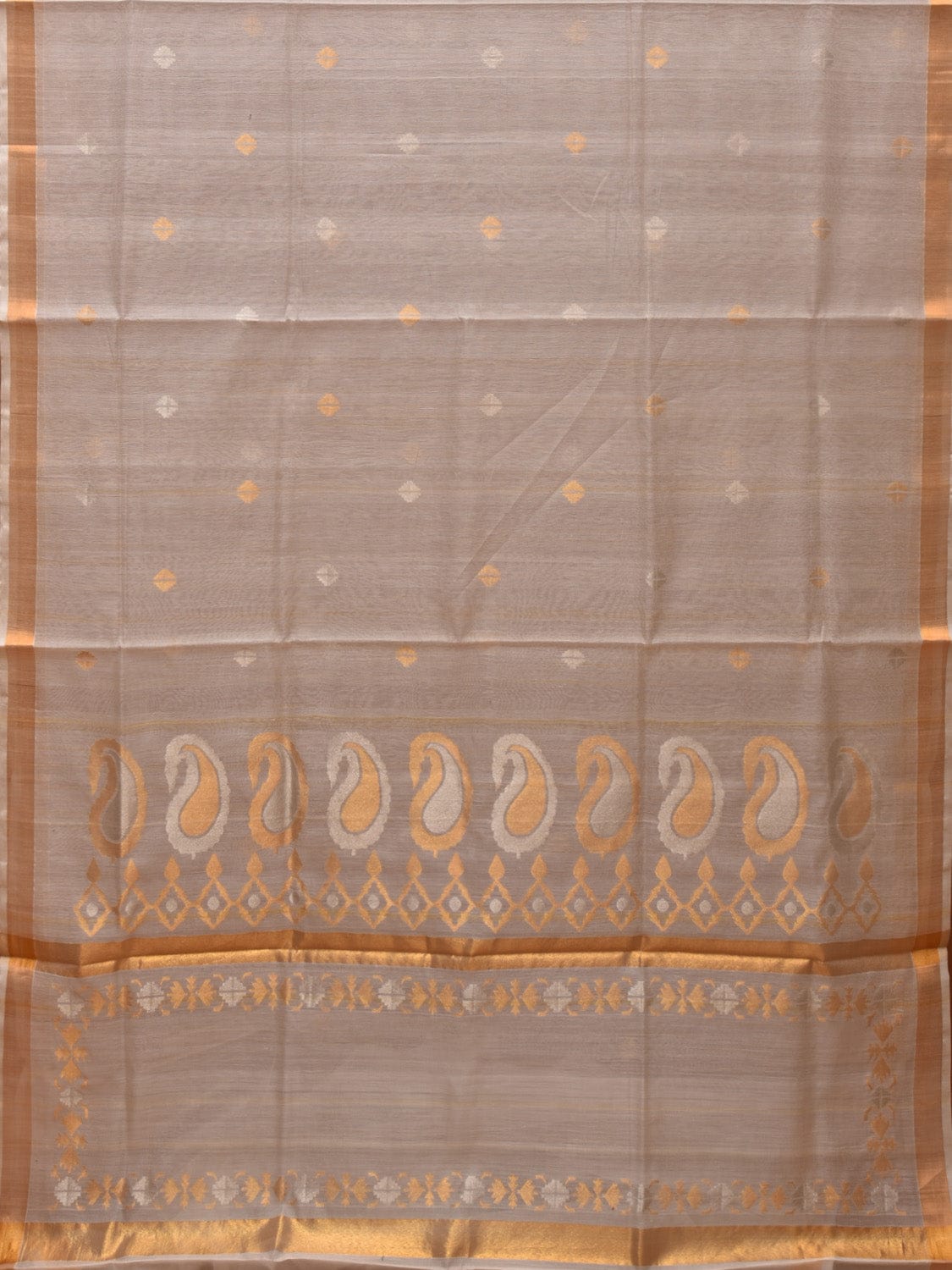 White Uppada Cotton Silk Handloom Swadesiicart with Mango Pallu Design - Global Threads