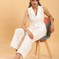 BohoJazz Formal Serene White Waistcoat with Trousers Co-ord Set - Swadesiicart