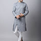 Even Apparels Grey Pure Cotton Sherwani Men's Kurta With Asymetrical Cut | Swadesiicart
