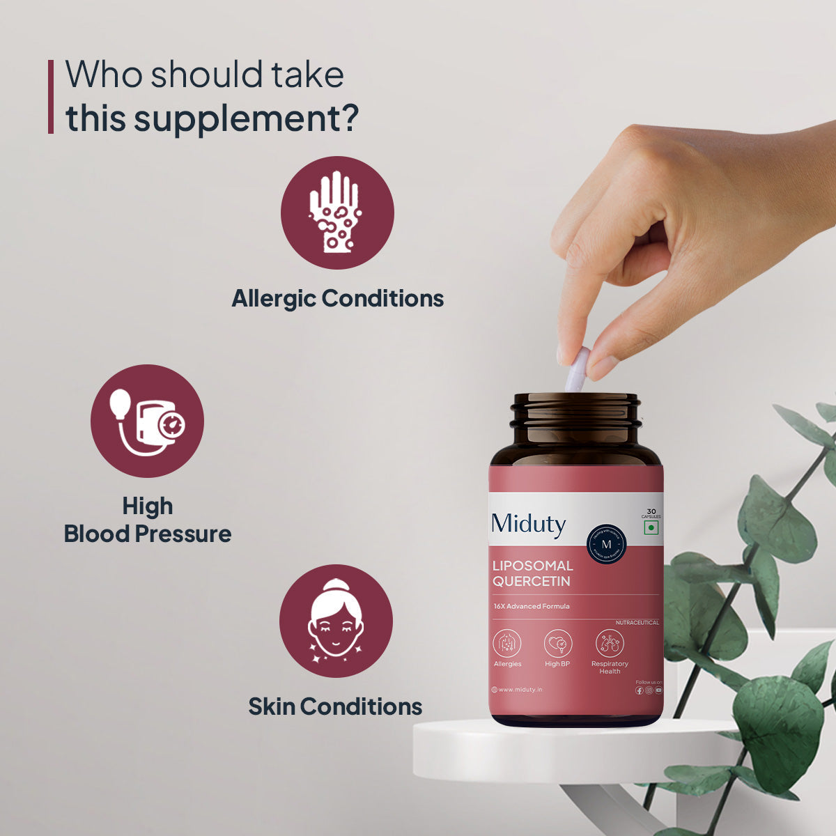 Miduty by Palak Notes Liposomal Quercetin Capsules | Swadesiicart
