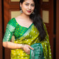 Green Jute Silk Printed Saree with Unstitched Blouse - Hiral Fashion | Swadesiicart