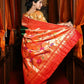 Very Much Indian Triple Muniya Border Paithani- Authentic Handloom Pure Silk With Parrots Pallu - Zari Stripes | Swadesiicart