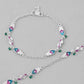 VOJ Set of 2 Stone Studded Mutli Color Designer Anklet - Swadesiicart