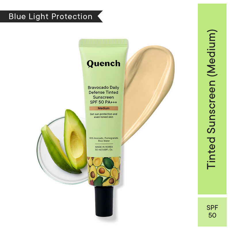 Quench Vitamin E Tinted SPF 50 Sunscreen PA+++ with both Mineral & Chemical Actives (Medium) | Swadesiicart
