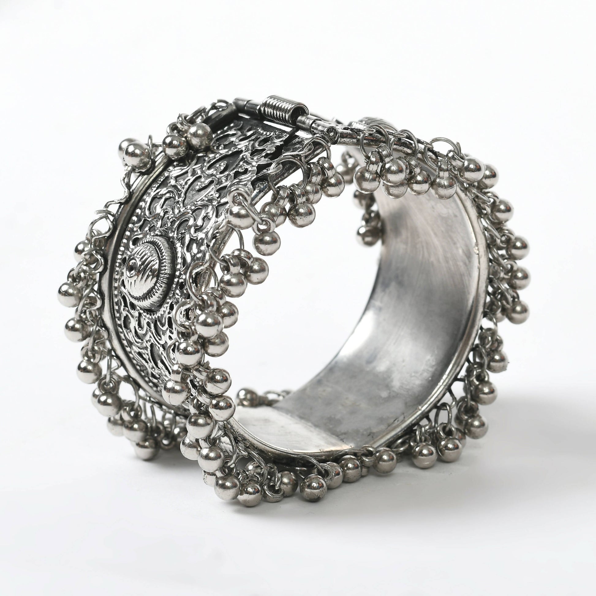 Mominos Fashion Joharkamal Oxidised Silver-Plated Ghungroo Handcraft Bracelet - Design 022 - Swadesiicart