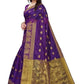 Vamika Banarasi Jacquard Weaving Violet Saree (Shining Violet) | Swadesiicart