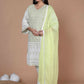 Miravan Women's Chikankari Embroidery Kurta And Palazzo With Dupatta | Swadesiicart