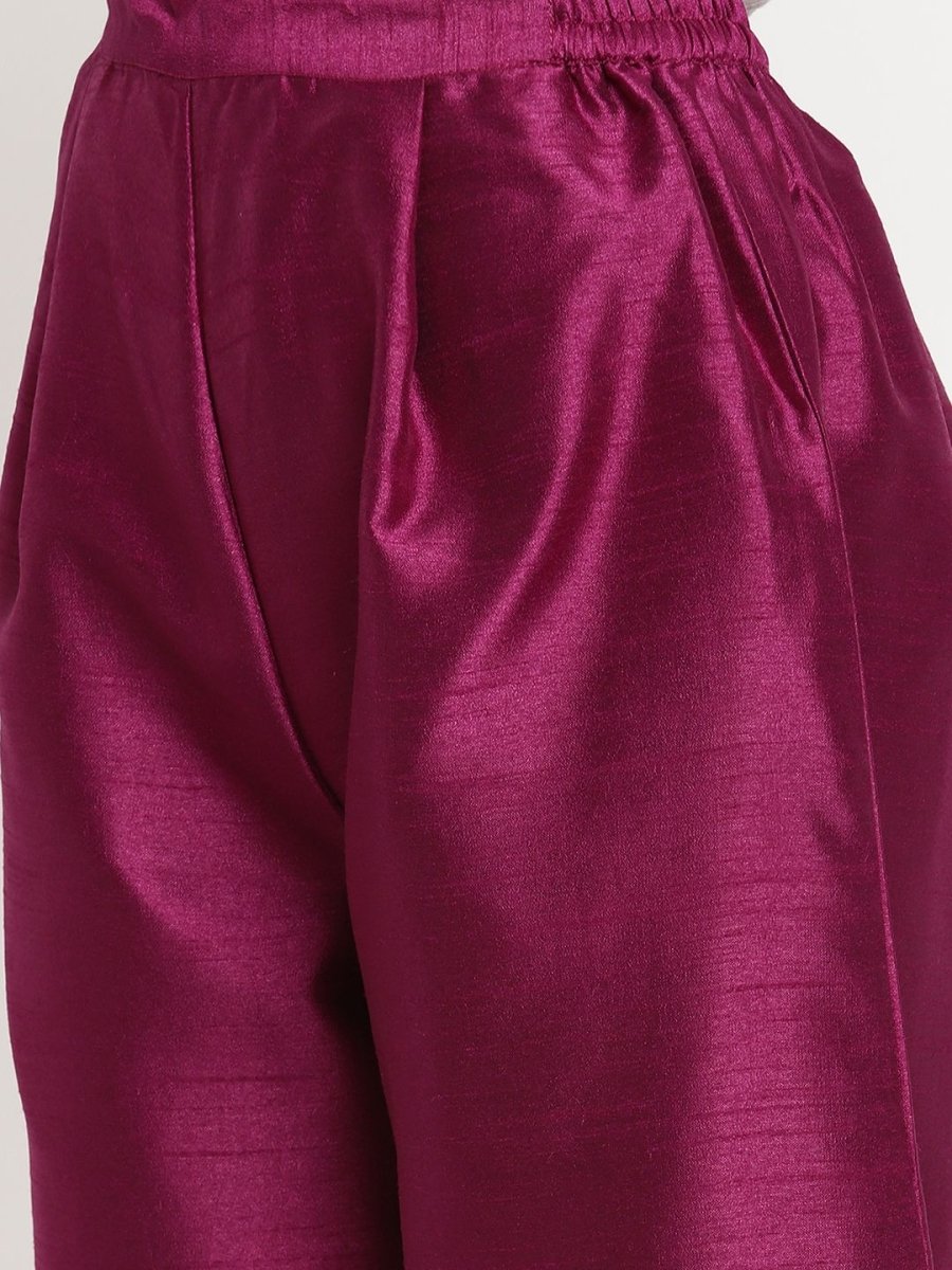Ahalyaa Women's Purple Poly Silk Solid Kurta Palazzo Set With Dupatta | Swadesiicart