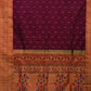 Wine Paithani Silk Handloom Saree with Pallu and Triple Muniya Border Design - Global Threads | Swadesiicart