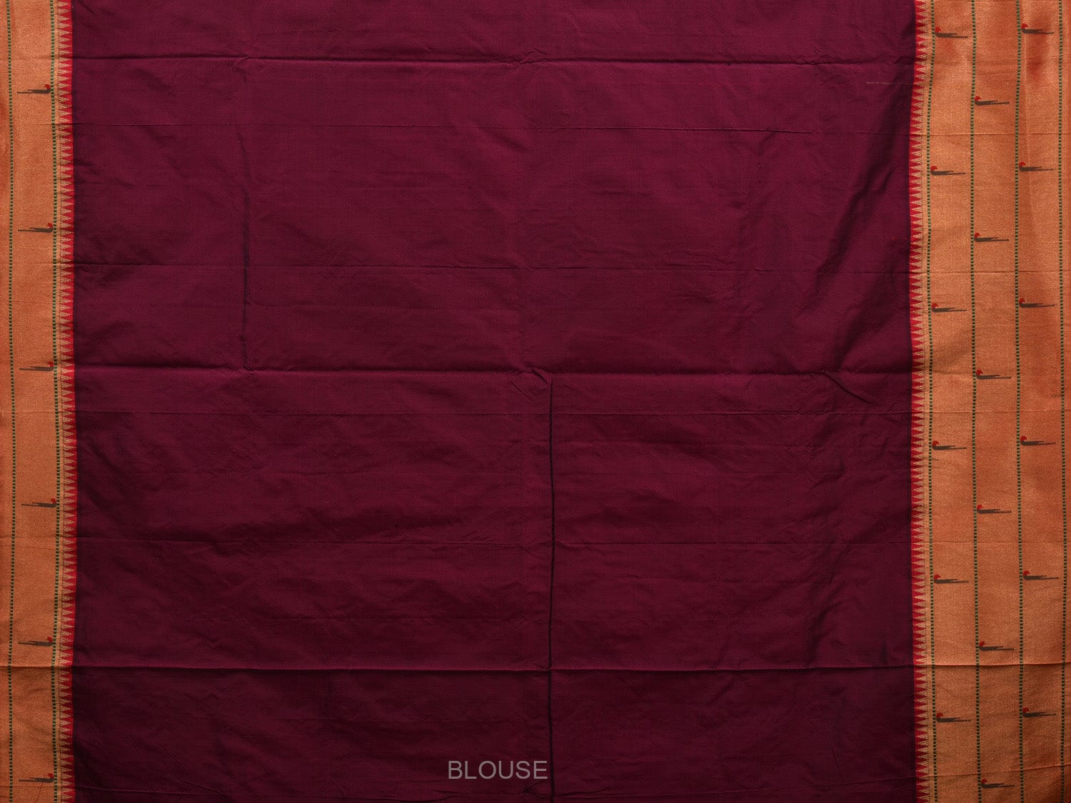 Wine Paithani Silk Handloom Saree with Pallu and Triple Muniya Border Design - Global Threads | Swadesiicart