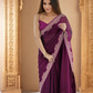 Lorenvalley Fashion Wine Rangoli Silk with Coding Lace Work Saree with Blouse - Swadesiicart