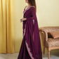 Lorenvalley Fashion Wine Rangoli Silk with Coding Lace Work Saree with Blouse - Swadesiicart