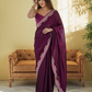 Lorenvalley Fashion Wine Rangoli Silk with Coding Lace Work Saree with Blouse - Swadesiicart