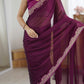 Lorenvalley Fashion Wine Rangoli Silk with Coding Lace Work Saree with Blouse - Swadesiicart