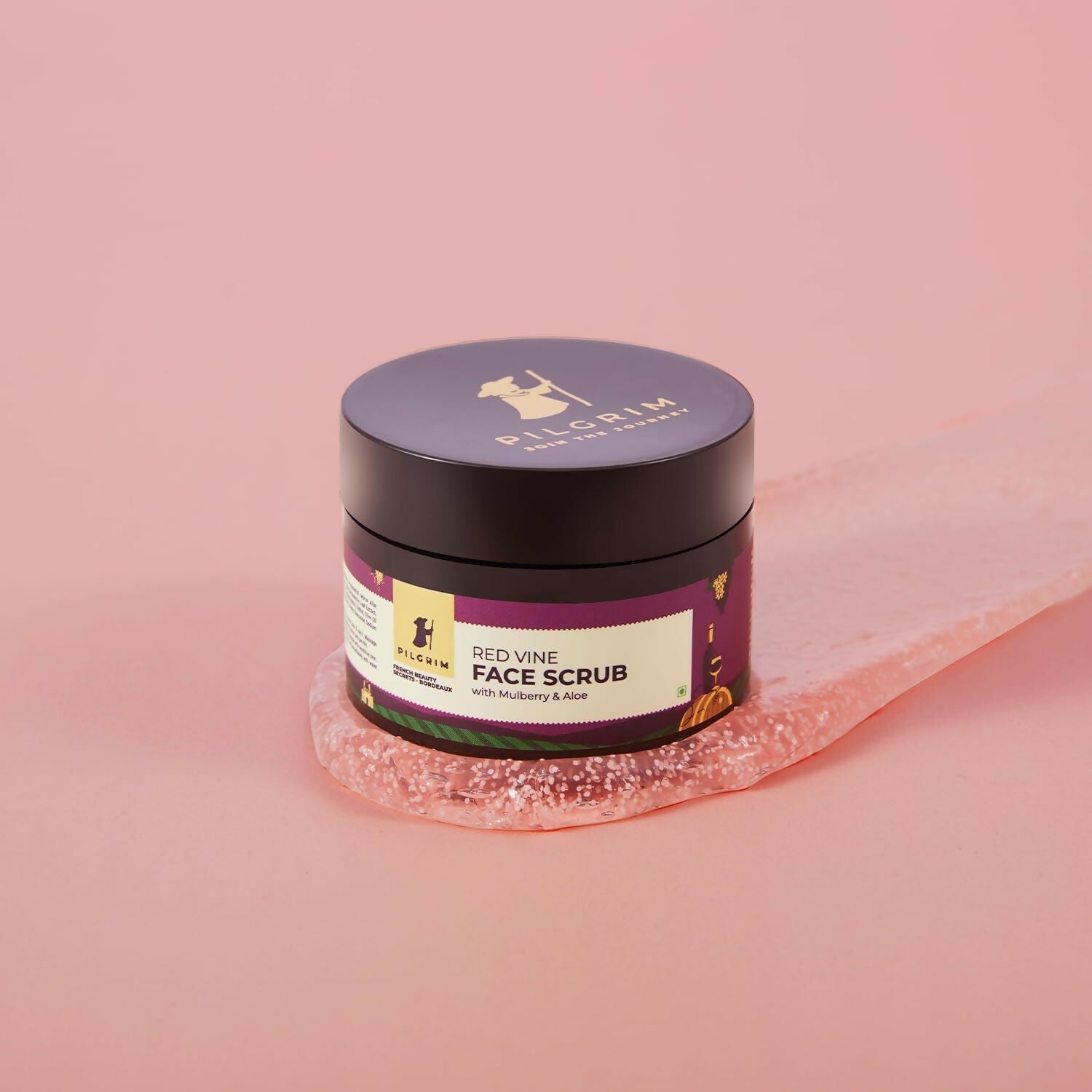 Pilgrim French Red Vine Face Scrub with Mulberry Extract & Aloe For Glowing Skin, Tan Removal, De-Pigmentation - Swadesiicart