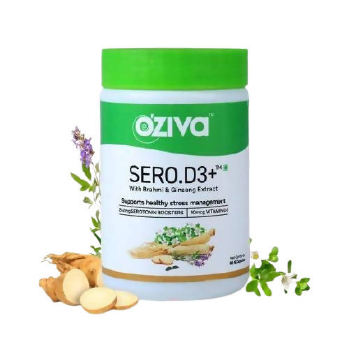 OZiva Sero.D3+ With Brahmi & Ginseng Extract Capsules | Swadesiicart