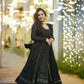 Jyoti Fashion Women's Black Faux Georgette Zari Embroidery with Sequence Anarkali Dress with Dupatta | Swadesiicart