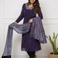 Partywear Designer Viscose Silk With Lining Wine Stitched Suit With Dupatta - Tanisha | Swadesiicart