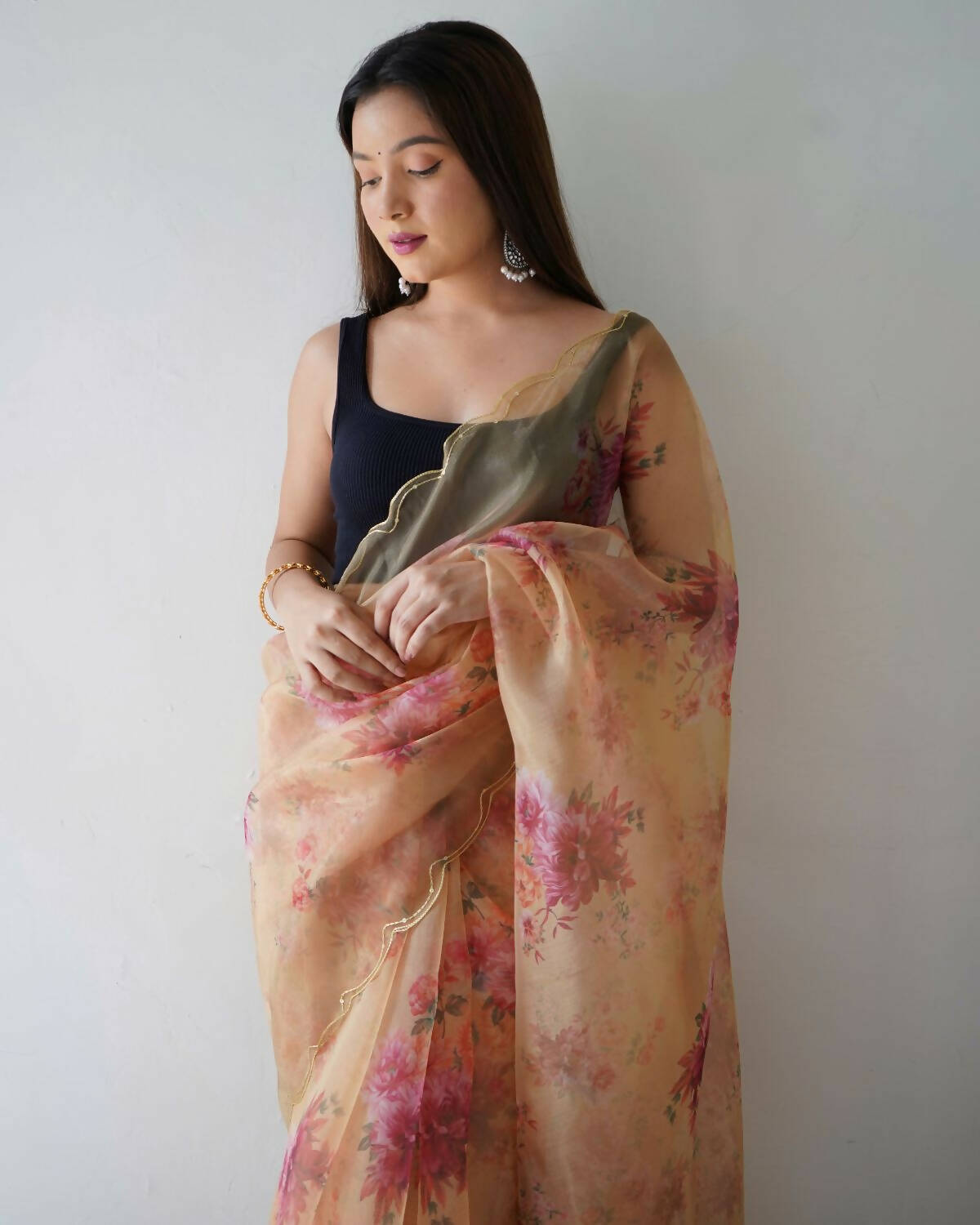 Vamsee Yellow Organza Saree - Swadesiicart