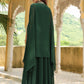 Janasya Dark Green Georgette Embroidered Dress & Jacket | Swadesiicart