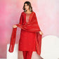 Ethnic Festive Wear Viscose Chanderi Red Stitched Suit With Dupatta - Tanisha | Swadesiicart
