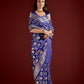 Vishnu Weaves Women's Blue Banarasi Silk Woven Saree with Blouse - Swadesiicart