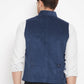 Even Apparels Blue Merino Men Woven Nehru Jacket | Swadesiicart