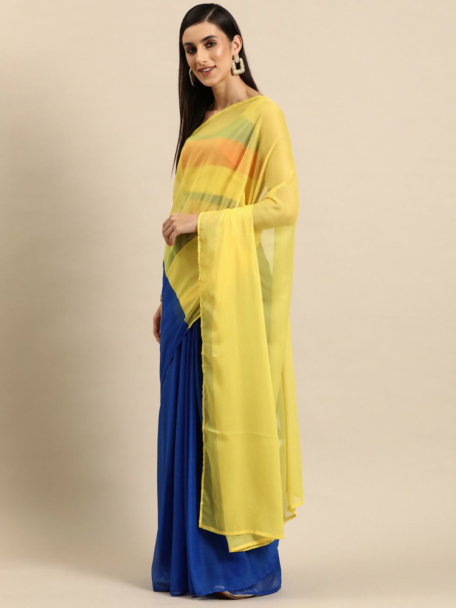 Ahalyaa Women's Traditional Semi Stitch Saree - Blue | Swadesiicart