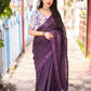 Purple Linen Sequence Saree with Unstitched Blouse - Hiral Fashion | Swadesiicart
