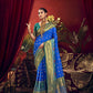 Vishnu Weaves Women's Royal-Blue Paithani Silk Saree with Blouse - Swadesiicart