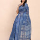 Shree Shyam Fashion Linen Cotton Indigo Blue Saree
