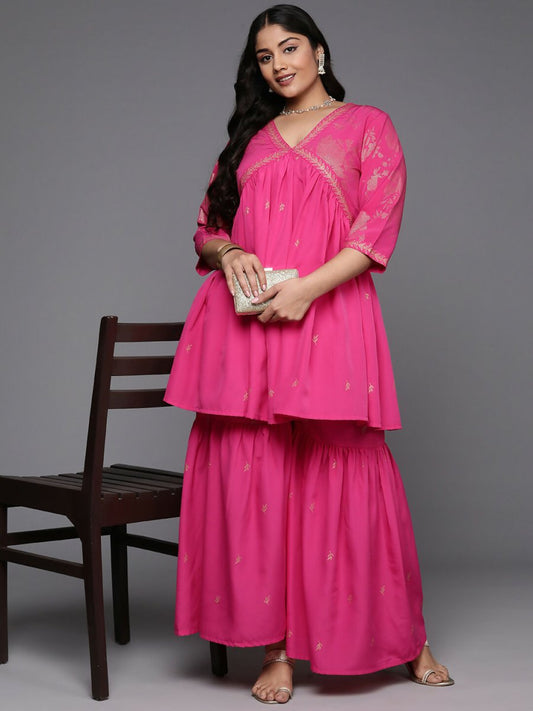 Ahalyaa Women's Traditional Wear Co-ords - Pink - Swadesiicart