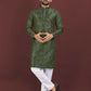 Anaita Green Embroidered Silk Straight Kurta