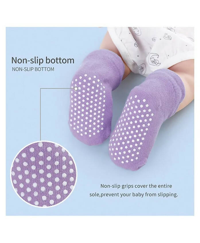 AHC Baby Socks Anti Slip Anti Skid Soft Cotton Blended Ankle length Socks With Grip