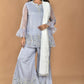 Morchari Women And Hand Embroidery Palazzo Set-Grey - Swadesiicart