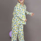 Breathables Kids Cotton Night Suit – White Avocado Print Shirt & Pyjama Co-Ord Set For Boys & Girls